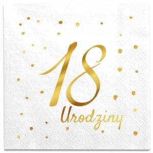 Serwetki urodzinowe białe 18