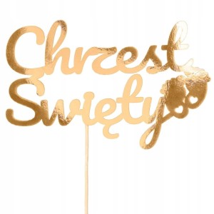 Topper Chrzest Święty stópki złoty  25 cm