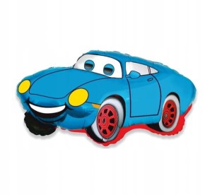 Balon foliowy niebieski Uśmiechnięty samochód 35 cm