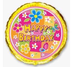 Balon foliowy Happy Birthday Urodzinowe kwiaty
