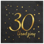 Serwetki urodzinowe 30 urodziny czarne