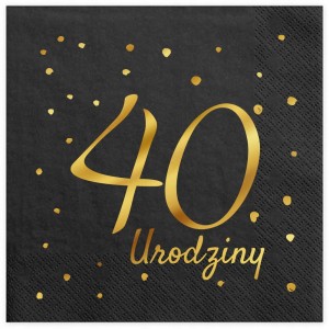 Serwetki urodzinowe czarne  40 urodziny