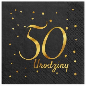 Serwetki urodzinowe czarne  50 urodziny