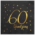 Serwetki urodzinowe czarne 60 urodziny