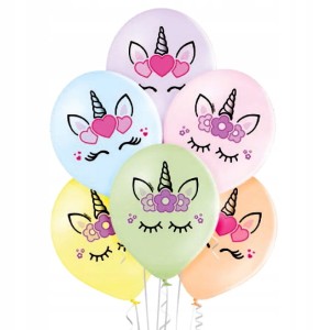 Balony pastelowe, jednorożec, 6 szt.