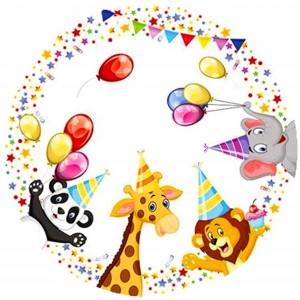 Talerze urodzinowe, zwierzątka, 8 szt, 18 cm.