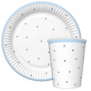 Zestaw Baby Shower talerzyki kubeczki 16x