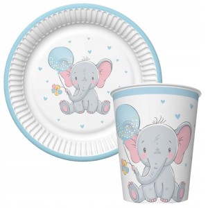 Zestaw urodzinowy talerze kubki  chłopiec 16x