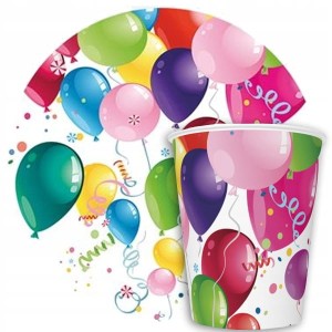 Zestaw uUrodzinowy talerze kubeczkib Baloniki 16szt
