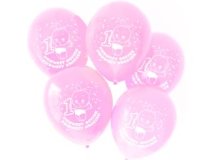 Balony na roczek  j.różowe 5 szt