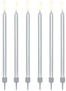 Świeczki urodzinowe gładkie srebrne