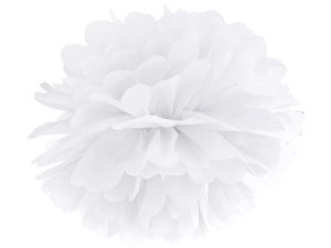 Pompon bibułowy biały 35 cm.