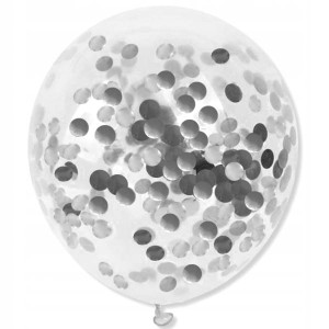 Balony przeźroczyste z konfetti srebrne duże
