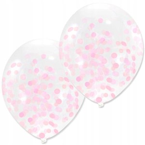 Balony przeźroczyste z konfetti różowe
