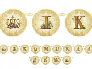Baner komunijny girlanda I Komunia Św. 2 m.