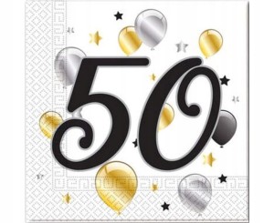 Serwetki urodzinowe na 50 urodziny w balony 20 szt