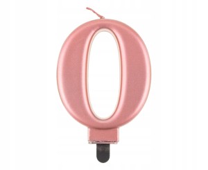 Świeczka na tort cyfra 0 różowe złoto