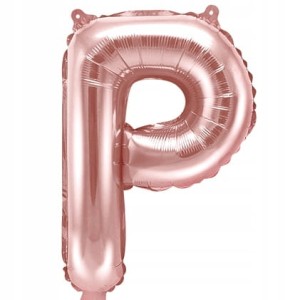 Balon foliowy Litera P, różowe złoto,  35 cm.