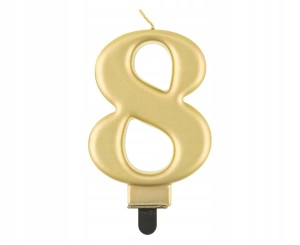 Świeczka na tort cyfra 8 złota