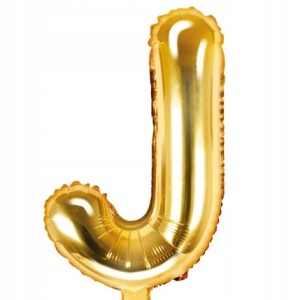 Balon foliowy Litera J, złoty, 35 cm.