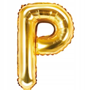 Balon foliowy Litera P, złoty, 35 cm.