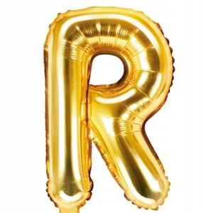 Balon foliowy Litera R, złoty, 35 cm.