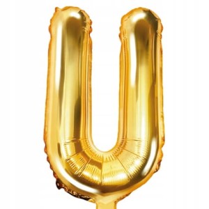 Balon foliowy Litera U, złoty, 35 cm.