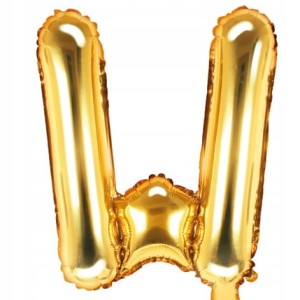 Balon foliowy Litera "W", 35cm, złoty