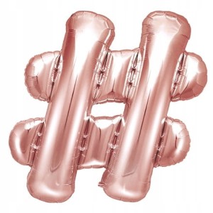 Balon foliowy Hasztag #, różowo złoty, 35 cm.