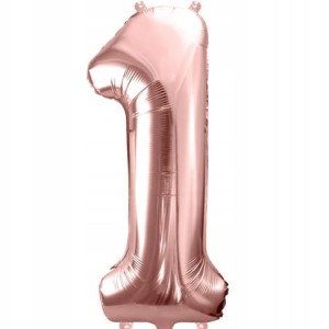Balon foliowy cyfra 1, różowe złoto 86 cm