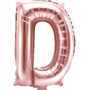 Balon foliowy Litera D, różowo złota, 35 cm.