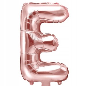 Balon foliowy Litera E, różowo złota, 35 cm.