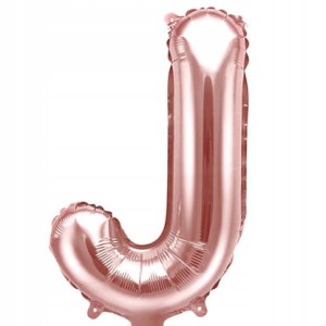 Balon foliowy Litera "J", 35cm, różowe złoto