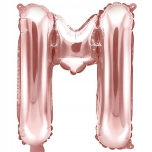 Balon foliowy Litera M, różowo złota, 35 cm.