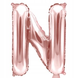Balon foliowy Litera N, różowo złota, 35 cm.