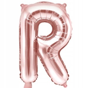 Balon foliowy Litera R, różowo złota, 35 cm.