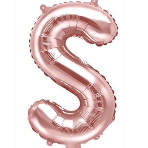Balon foliowy Litera S, różowo złota, 35 cm.