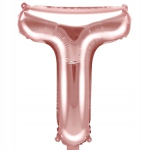 Balon foliowy Litera T, różowo złota, 35 cm.