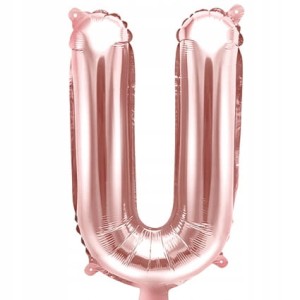 Balon foliowy Litera U, różowo złota, 35 cm.