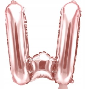 Balon foliowy Litera W, różowo złota, 35 cm.