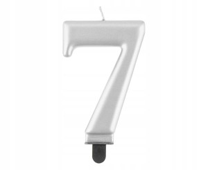 Świeczka na tort cyfra 7 srebrna