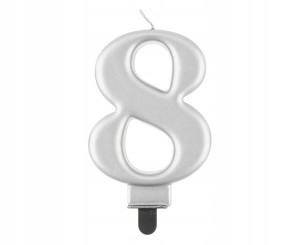 Świeczka srebrna  cyfra 8