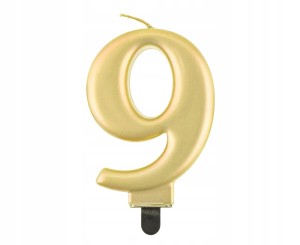 Świeczka cyferka 9 złota