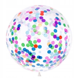 Balon z kolorowym konfetti krystaliczny 1m