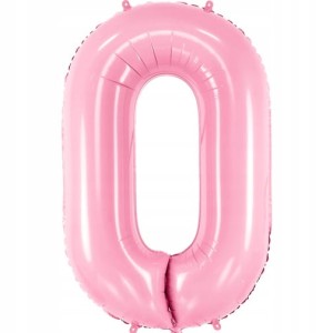 Balon foliowy cyfra 0, jasnoróżowa 86 cm
