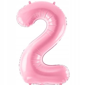 Balon foliowy cyfra 2, jasnoróżowa 86 cm