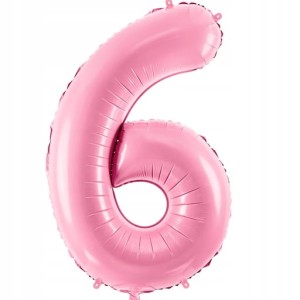 Balon foliowy cyfra 6, jasnoróżowa 86 cm