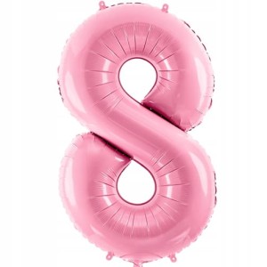 Balon foliowy cyfra 8, jasnoróżowa 86 cm