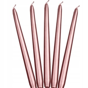 Świeca stożkowa komunijna różowe złoto 5x