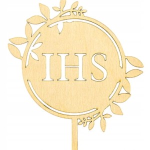 Topper drewniany IHS dekoracja na tort